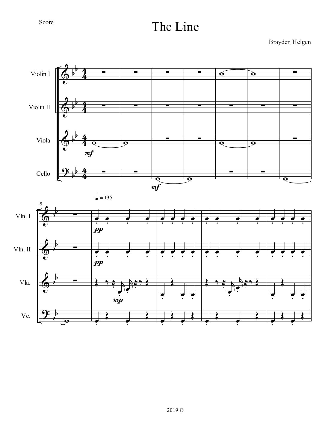 The Line, conductor's score, page 1 of 12