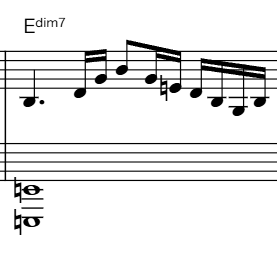 Villeneuve's figure over an E diminished seventh chord