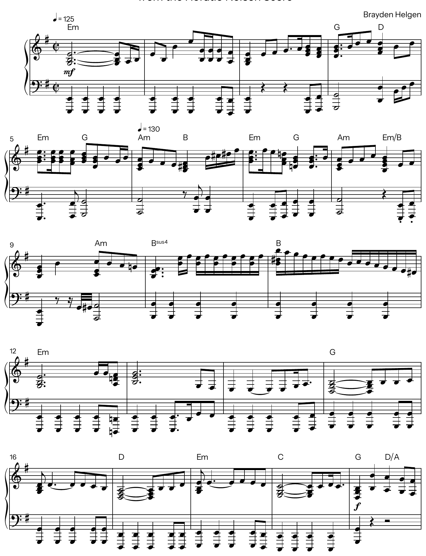 Page 1 of Shanty on the HMS Victory for piano by Brayden Helgen